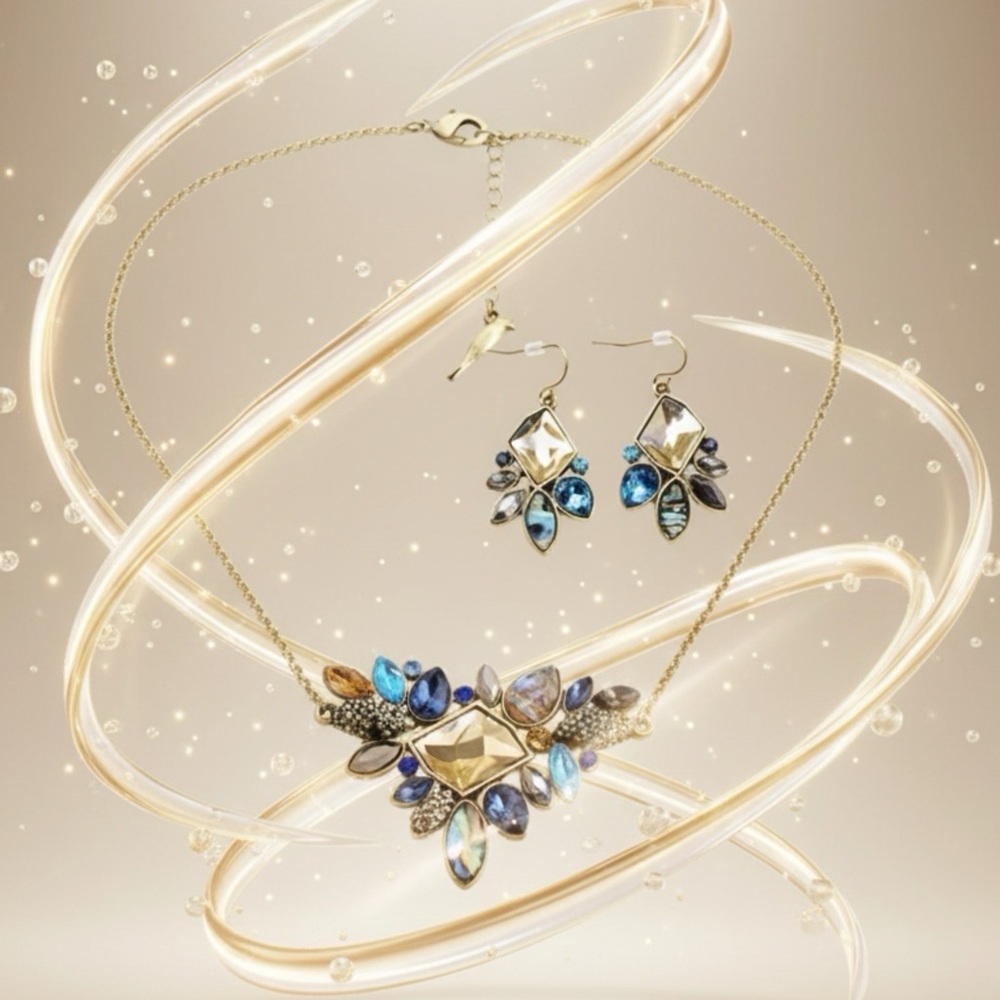 Set: Multi faceted Goldtone set